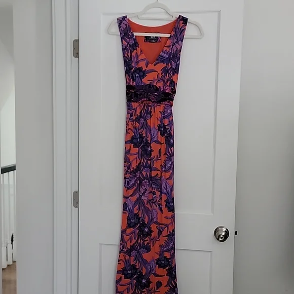 anthropologie purple and orange dress Hutch, orange and purple maxi dress as seen in